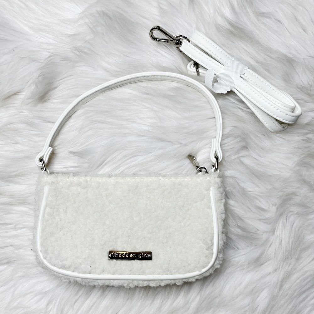 Madden Girl Sherpa Mini Bag Purse White